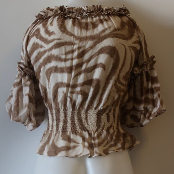 CHRISTINA MAKOWSKY RUFFLE OFF SHOULDER TOP M * - Picture 5 of 9